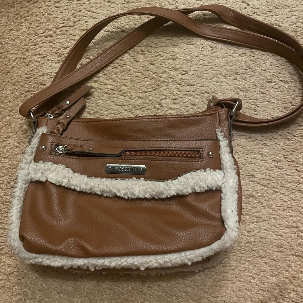 Rosetti Tan Crossbody Bag with White Accents